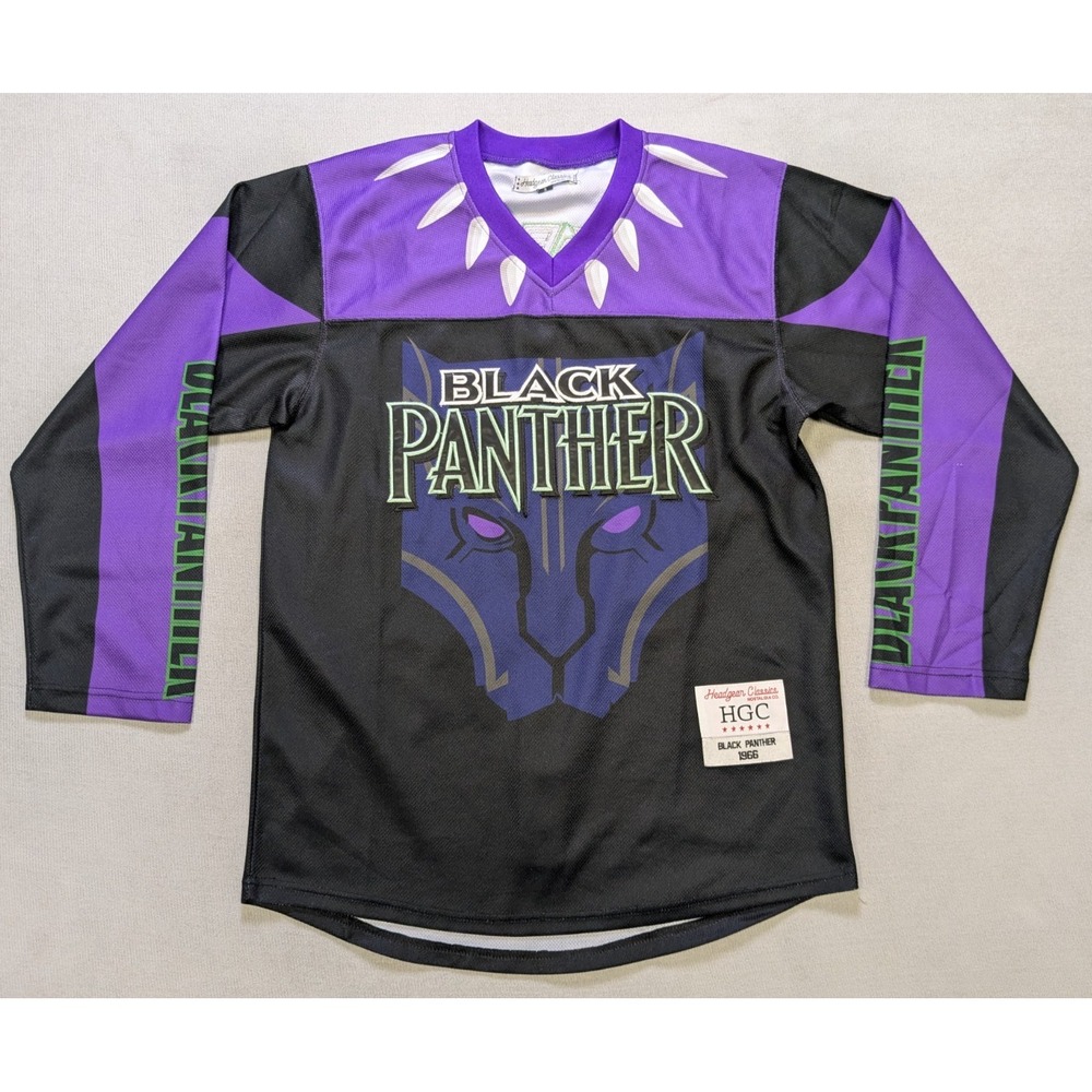 Black Panther Jersey Mens Small Black Purple Headgear Classics Hockey Wakanda